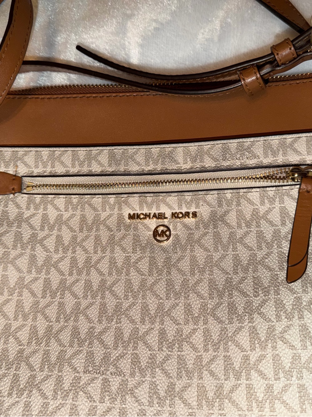 Michael Kors Beige and Brown Monogram Crossbody - Picture 6 of 16